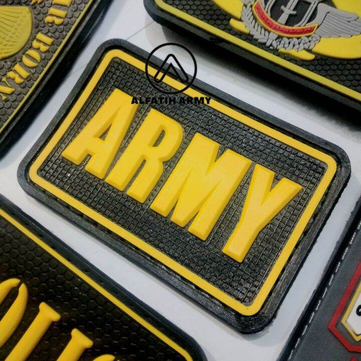 Patch Rubber ARMY Tulisan Velcro Karet 6x7 Cm Timbul AlFatih Army ...