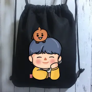 Suga Chibi BTS' Cotton Drawstring Bag