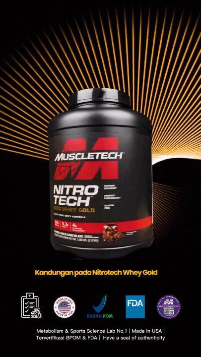 Muscletech Nitrotech 100 Whey Gold 5 Lbs Susu Suplemen Gym Whey Protein Isolate Penambah Massa 0452