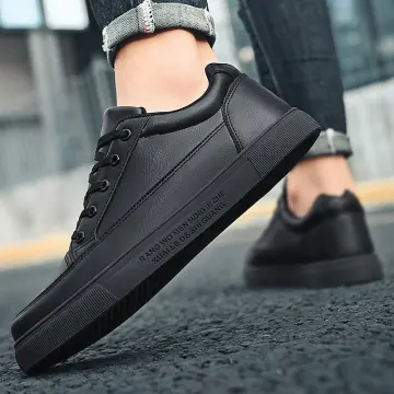 Mens all clearance black leather trainers