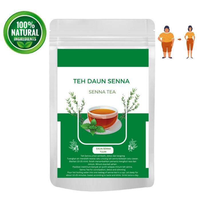 Teh Daun Senna Tulin 20/30/40 Uncang Untuk Sembelit, Detoks dan