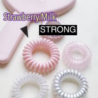 รุ่นSTRONG ยางรัดผม Ponytail สี Strawberry Milk ไม่รัดผมจนทำให้ปวดหัว นำไปแช่น้ำร้อนเพื่อให้สินค้าคืนตัวได้ (1เส้นต่อ1กล่อง)