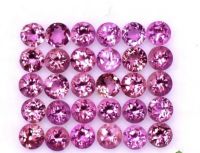 พลอยทัวร์มาลีนสีชมพูร้อน 2 มม. 30 เม็ด 30 pieces 2mm round hot pink  tourmaline gemstone