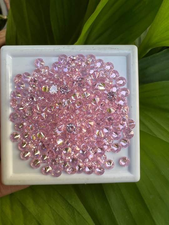 สีชมพู-brilliant-pink-rose-พลอย-เพชรรัสเซีย-ทรงกลม-1-80-มม-100-เม็ด-cubic-zirconia-cz-round-shape-1-80-mm-100pcs