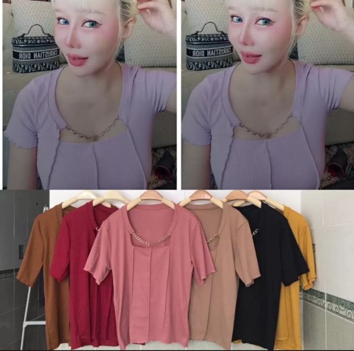 0เสื้อสาวอวบพร้อมส่ง-อก36-46ยาว23-งานสวยมาก-เสื้อวาริสตัวใหม่ห้อยโซ่