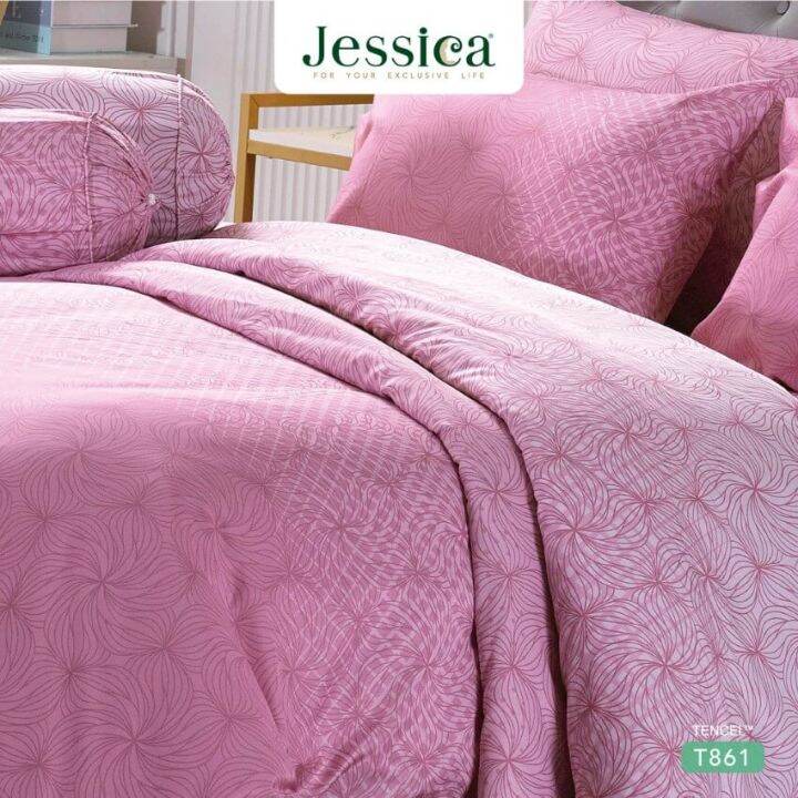 jessica-ชุดผ้าปูที่นอน-tencel-ทอ-500-เส้น-พิมพ์ลาย-graphic-t861-สีชมพูเข้ม-เจสสิกา-5ฟุต-6ฟุต-ผ้าปู-ผ้าปูที่นอน-ผ้าปูเตียง-ผ้านวม-กราฟฟิก