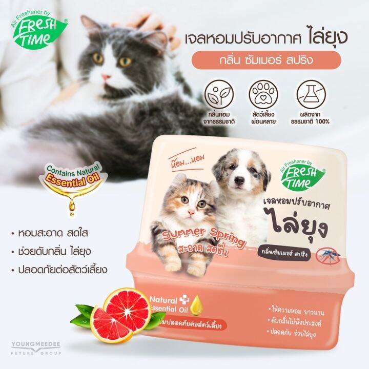 ขายของแท้เท่านั้น-freshtime-เจลปรับอากาศ-สูตรไล่ยุง-ขนาด180g-ส่วนผสมจากน้ำมันสกัดธรรมชาติ-ช่วยดับกลิ่น-ปลอดภัยต่อสัตว์