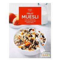 m&amp;s fruit muesli 500 g. ธัญพืชอบแห้ง แผ่นข้าวสาลี มอลท์ ลูกเกด แครนเบอร์รี่ แอปพริคอท แอปเปิ้ล