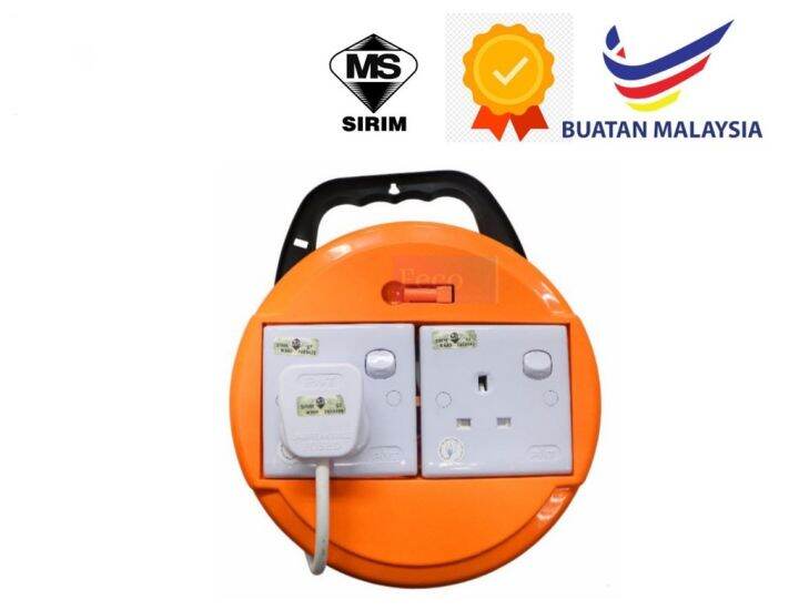 [SIRIM] 2 Gang Round Extension 7 Yard Copper Extension Box Cable Reel