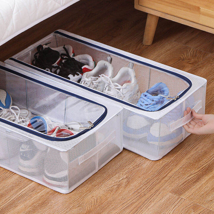 Dulcii Transparent Shoe Box PVC Foldable Under Bed Shoe Box Dustproof