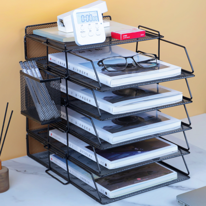 Metallic Desktop File Rack Storage Box Desktop File Box Material