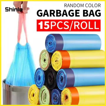 15pcs Plastic Trash Bag, Modern Random Color Trash Bag For Home