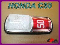 HONDA C50 HORN COVER LOGO "RED" with DIM LIGHT //  โลโก้บังแตร ไฟหรี่ สีแดง สินค้าคุณภาพดี