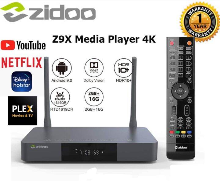 Zidoo Z9X 4K UHD Media player Realtek 1619DR + RAM2GB / ROM16GB รับ