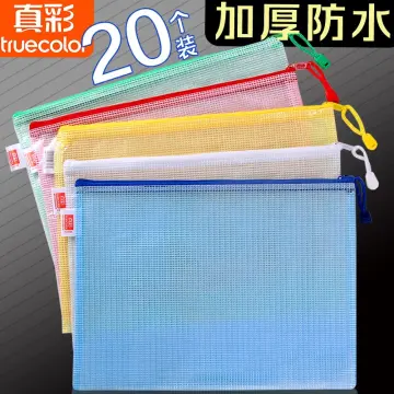 A4 Transparent File Folders Nylon Mesh Storage Bag Convenient Zipper  Stationery