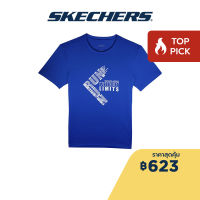 Skechers สเก็ตเชอร์ส เสื้อออกกำลังกายผู้ชาย Men Knit Training Tee - SP123M074-BLUE