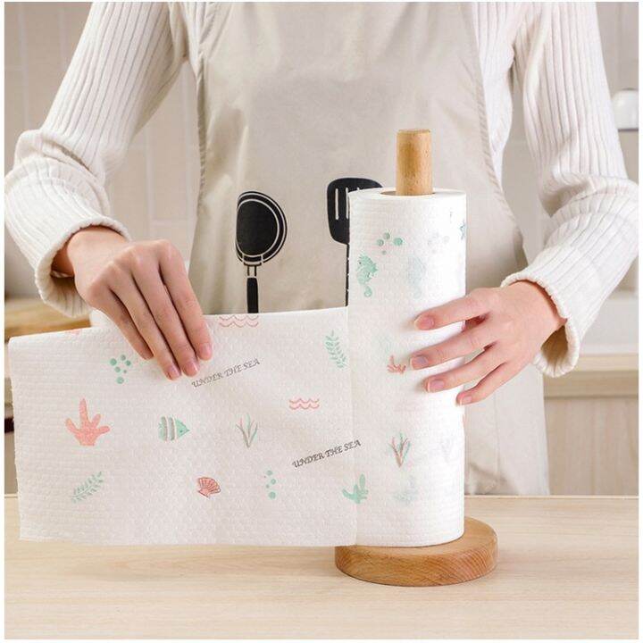 Dishcloth 50 PCS / 1 Roll Cartoon Disposable Linen Cleaning Wipe ...