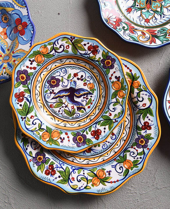 OMK American handpainted underglaze color tableware dining set ceramic