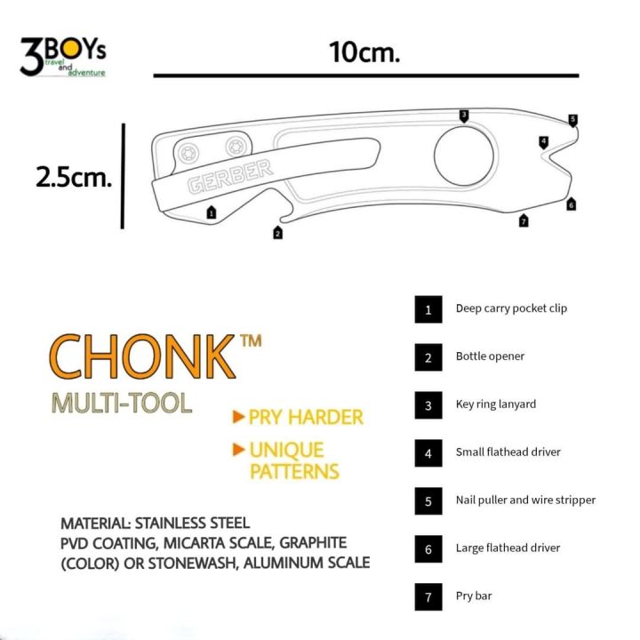 gerber-ที่งัด-เครื่องมืออเนกประสงค์-แท้-รุ่น-chonk-ใช้งานได้ถึง-6-ฟังก์ชั่น-น้ำหนักเบา-พกพาสะดวก