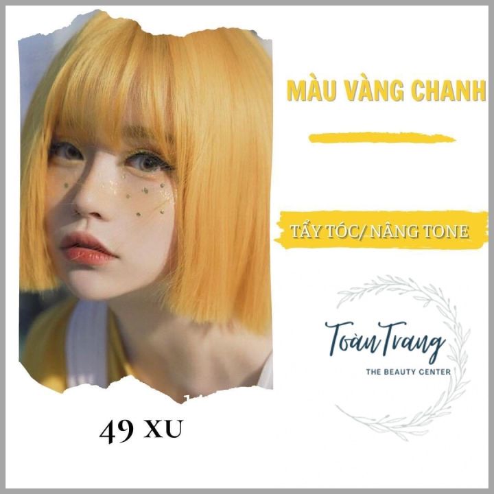 Vàng chanh: Màu sắc vàng chanh tươi sáng là một trong những xu hướng nhuộm tóc hot nhất hiện nay. Hãy tha hồ trổ tài phong cách và thể hiện cá tính riêng của mình với kiểu tóc màu vàng chanh nổi bật này. Hãy xem hình ảnh liên quan để tham khảo và tìm kiếm cảm hứng mới nhé.