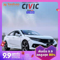 Jkm1/32โมเดลรถยนต์โลหะรวมกับ Civic ฮอนด้ารุ่นที่10รถของเล่นเด็กจำลองเสียงและแสงของตั้งโชว์สะสม