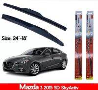 ที่ปัดน้ำฝนใบปัดน้ำฝนซิลิโคน  Mazda 3 2014 Skyaciv 4ประตูไซส์24-18