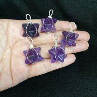 จี้หินเมอร์คาบา(Merkaba)เมอร์คะบา เมอร์คะบาห์หินอเมทิสต์ อเมทิสต์(Amethyst)อเมทิส ชิ้นละ350 พันด้วยลวดโรเดียมชุบเงิน