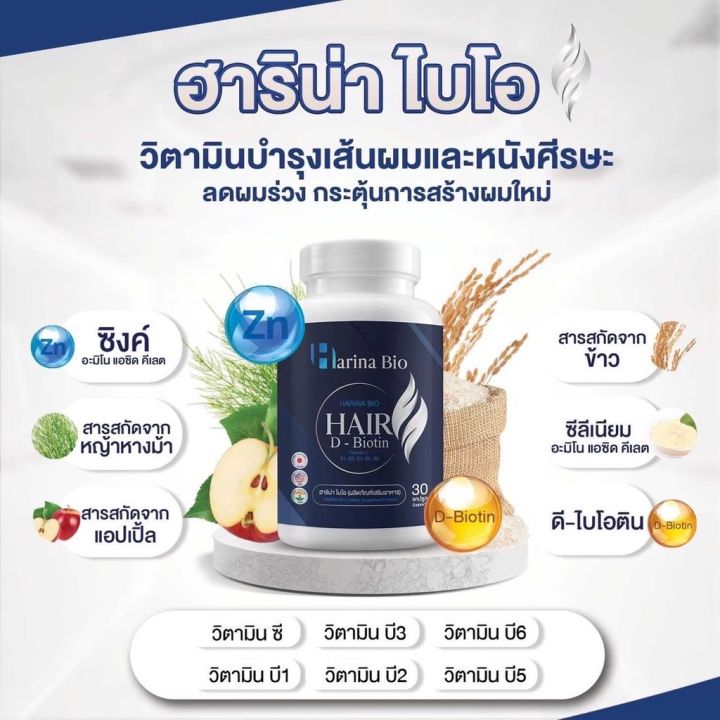 harina-bio-วิตามินบำรุงผมสูตรเภสัช-ลดผมร่วง-เพิ่มผมหนา-ชะลอการเกิดหงอก-มีวิตามินรวม-12-ชนิด