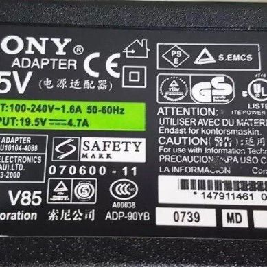 SONY หม้อแปลงทีวี LED 19.5v.  4.7A ขนาดหัวข็ม6.4*4.4MM แถมสายACหัวMicky mouse