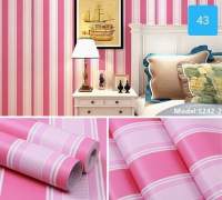 Wallpaper กาวในตัว ส่งฟรี ลายสีชมพูทางลงสดใส กว้าง 45 ซม.ยาว 10 เมตร กันน้ำ #043