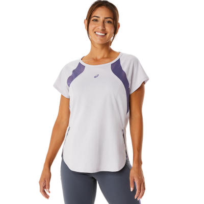 ASICS :  WOMEN MESH PANEL TRAINING SS TOP WOMEN TRAINING เสื้อ ผู้หญิง เสื้อ เสื้อคอกลม ของแท้  DUSK VIOLET