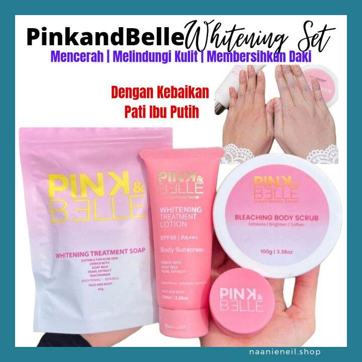 Pinkandbelle Whitening Set Scrub Lotion Booster Soap Pati Ibu Putih ...