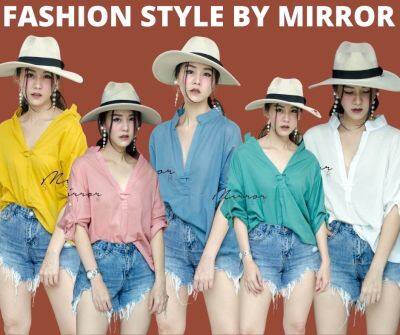 🏷️ Mirrorsister เสื้อคอจีนสีพื้น เสื้อคอจีน เสื้อใส่สบาย เสื้อคอวี เสื้อสวย เสื้อน่ารัก เสื้อสีสดใส เสื้อดูดี