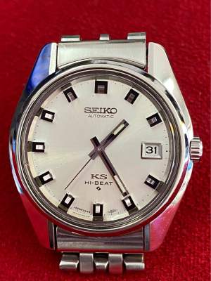 Seiko KS HI-BEAT 28800รอบ/ชั่วโมง King seiko 25 jewels Automatic ฝาหลังเหรียญทอง ตัวเรือนสแตนเลส นาฬิกาผู้ชาย มือสองของแท้