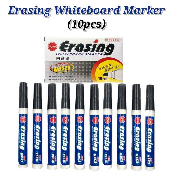 10 Pieces Erasing Whiteboard Marker (Black) Lazada PH
