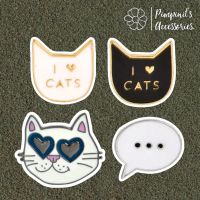 ?? พร้อมส่ง : ? เข็มกลัดเซ็ทน้องแมว "I &amp;lt;3 Cats" | "I &amp;lt;3 Cats" Enamel Brooch Pin Set.