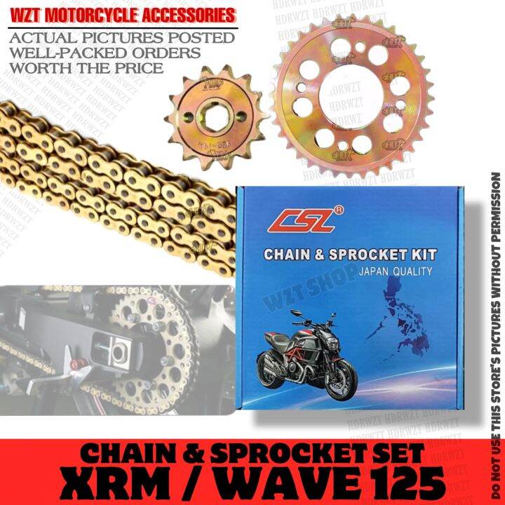 CSL HONDA XRM / WAVE 125 / WAVE125 Gold Chain and Sprocket Set