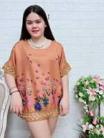 ?เสื้อสาวอวบ ผ้าลินินพิมพ์ลาย อก 40-46 มี 12 สีสวยๆ ผ้านิ่ม เกรดเอ?