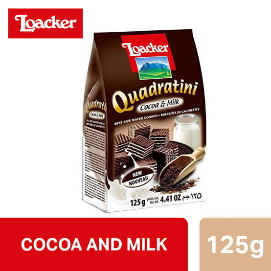 Loacker Quadratini Wafer Cookies - Cocoa & Milk 125g