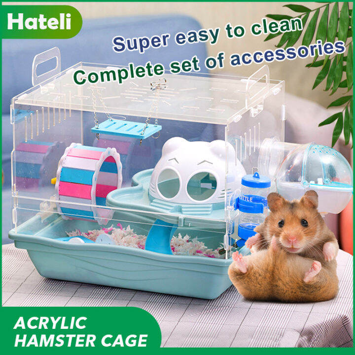 [HATELI] Mini Pet Cage Tray Style House Acrylic Cage Villa Transparent