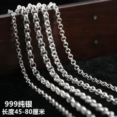 Vintage Thai Silver O Circle Chain Necklace - S925 Sterling Silver Silver Fine Chain Necklace for Men and Women, Available in 3.5mm, 4mm (45cm-80cm)