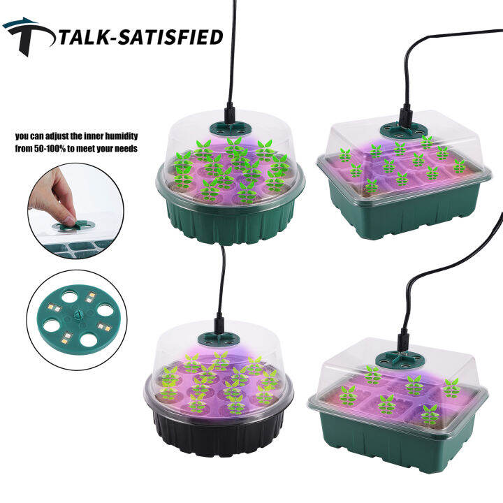 Greenhouse Germination LED Grow Light Seed Starter Tray Seed Pots For