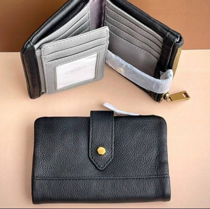 Fossil Lainie Multifunction Black Leather Women Wallet SWL2061001