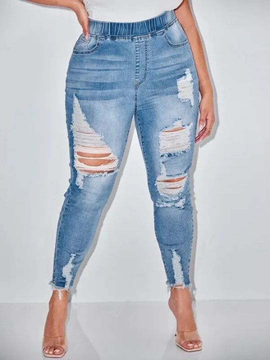 Plus Washed Ripped Jeans | Lazada PH