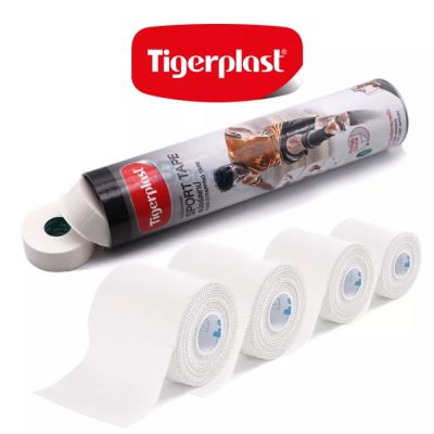 Tigerplast sport tape ผ้าล็อก สีขาว 1 นิ้ว 2 นิ้ว [1 กระบอก]