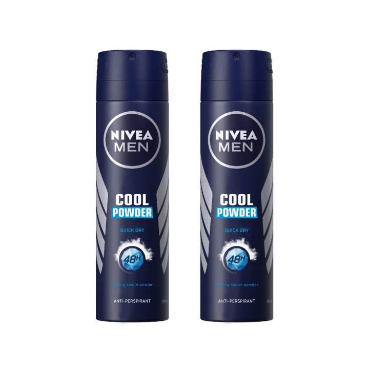 Nivea นีเวีย เมน คูล พาวเดอร์ สเปรย์ ระงับกลิ่นกาย สำหรับผู้ชาย 150 มล. 2 ชิ้น cool powder