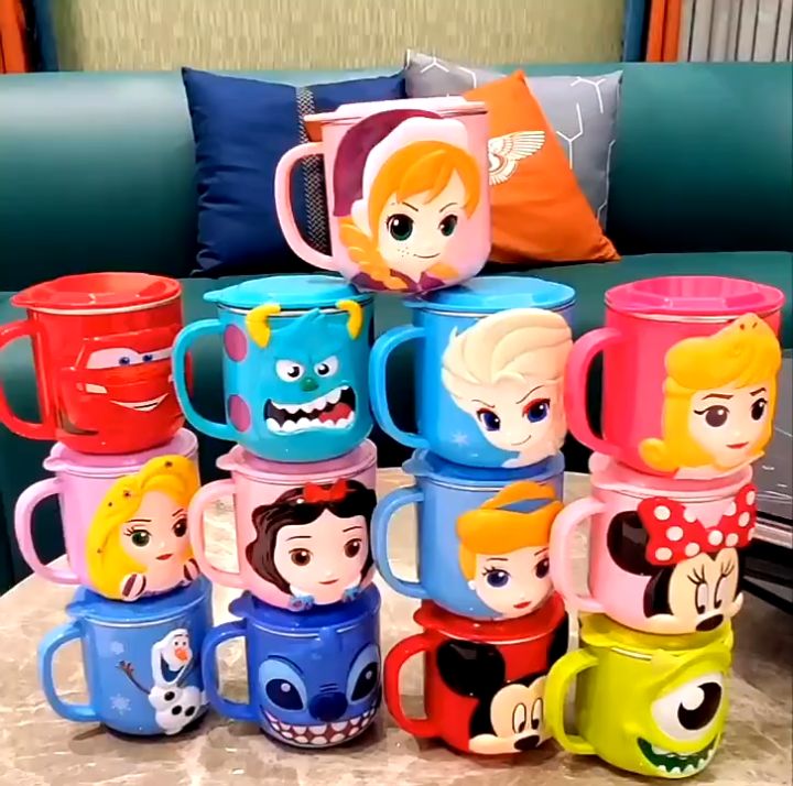 Disney 300ML Kids Drink Water Cups Children Baby Milk Cup Cartoon Creative  Baby Drinkware Juice Cup Stainless Steel Mugs