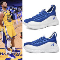 Curry รองเท้าบาสเก็ตบอลรุ่นที่8สำหรับผู้ชายและผู้หญิงสีฟ้า60คืนไฟฟ้าสีเหลือง curry8รองเท้ากีฬาลมลดแรงกระแทกรุ่นที่9