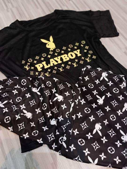 ชุดplayboy-สีดำ-เซตเสื้อ-กางเกงขายาว