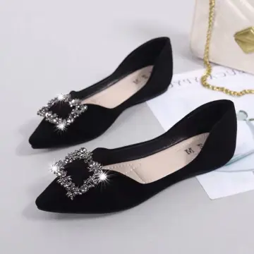 Womens black dress deals shoes with rhinestones